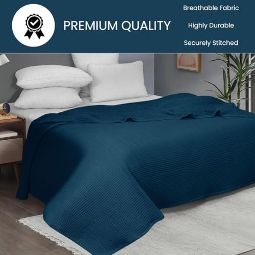 Image of 100% Combed Cotton Waffle Blanket for Bed,Sofa,Couch,| Teal |King -90X102 INCHES -Lightweight and Breathable Soft Woven AC Blankets,Throw for Summer, Spring, Winter, All Season