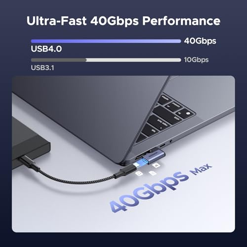 Image of UGREEN 40Gbps Right Angle USB C Adapter Combo, 2 Pack 90 Degree Type C Male to Female Adaptor 240W Charge 8K 60Hz Video Display Compatible with MacBook, Steam Deck, Switch, ROG Ally, iPhone 17, iPad