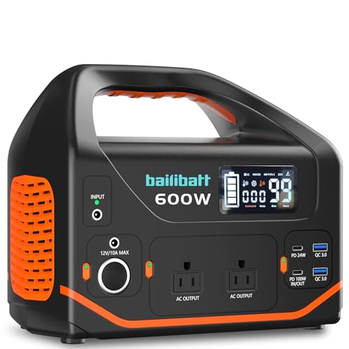 Portable Power Station 600W 293Wh Camping Lithium Battery, Portable Generator for Home Use Emergency...