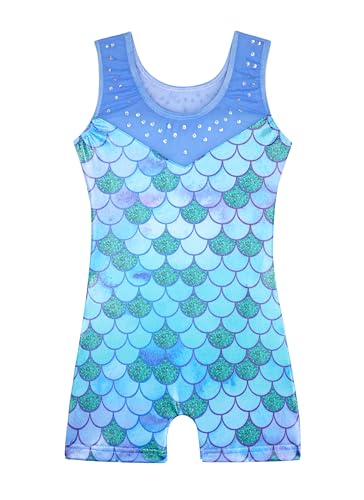 Image of HOZIY Leotards for Girls Gymnastics Kids Children Biketard Snowflake Ribbon Blue Purple Hot Pink Sparkle