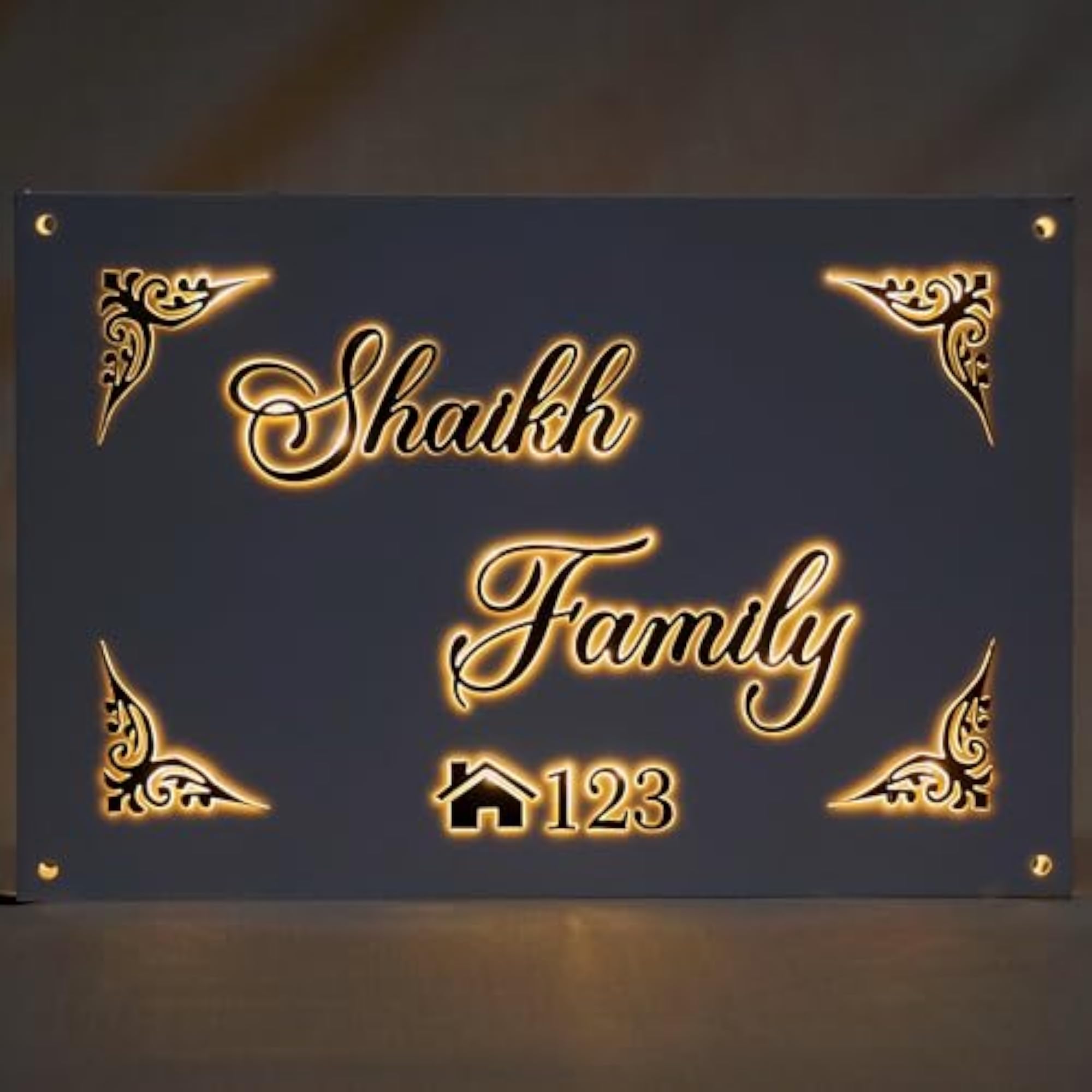 Personalized LED Name Plate for Home Entrance
