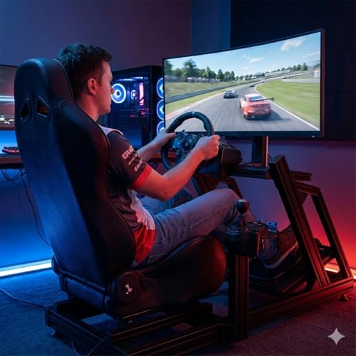 Image of ASE GAMING APEX Series Ergonomic Racing Seat with Adjustable Sliders for Race Simulator Cockpit Wheel Stand,Gaming Chair,Sim Video Game Chairs,180 Degree Reclining 3 Years Warranty (Black)