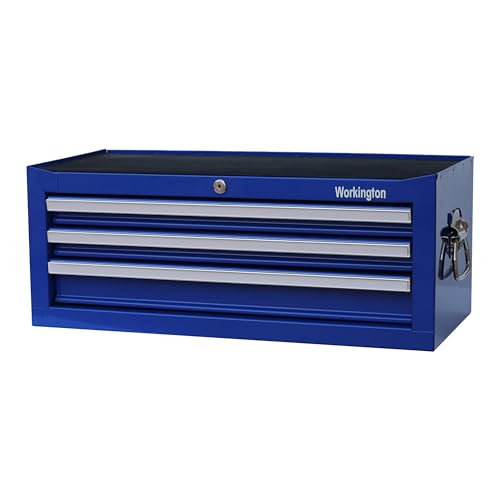 Workington Industrial 3 Drawers Portable Metal Intermediate Box, 26" Middle Tool Chest Cabinet with Ball Bearing Drawer Slides, Steel Tool Storage Box Organizer 4009 Blue by Workington - Used condition - US$159.80