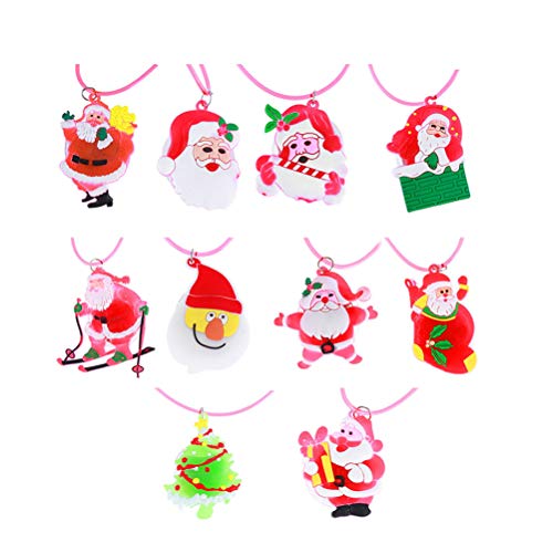 Preisvergleich Produktbild BESTOYARD Weihnachten LED Beleuchtete Halskette mit Weihnachtsmann Form Charm Anhänger Weihnachten Party Favor 12 Stück (Mischfarbe)