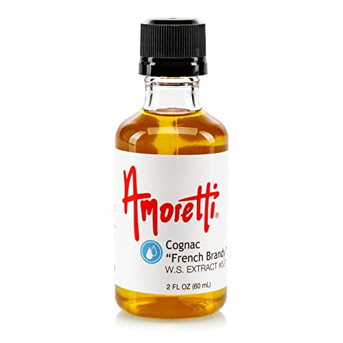 Amoretti - Cognac 'French Brandy' Extract 88% alc. Water Soluble 2 oz - Highly Concentrated & Perfect For Pastry, Savory, Brewing, and more, Preservative Free, Vegan, Kosher Pareve, Keto Friendly