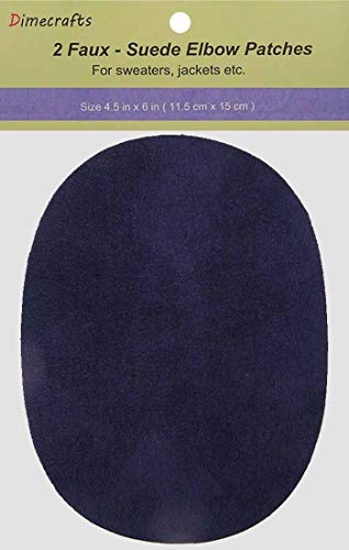 Faux - Suede Garment Iron-On Elbow Patches 4 1/2 x 5 1/2 in 2/Pkg - Navy