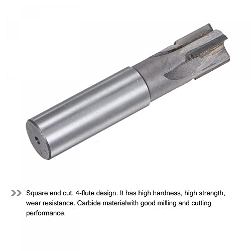 Image of uxcell Square Nose End Mill, 20mm Cutting Dia Tungsten Carbide Tip 4 Straight Flutes Milling Cutter with 20mm Straight Shank