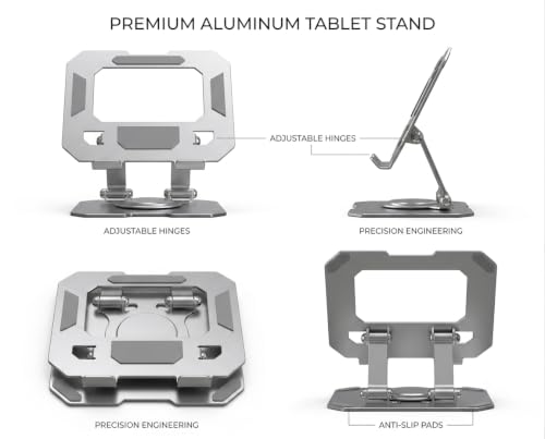 Image of Premium Portable Aluminium Tablet Stand with 360 Rotating Base, Black