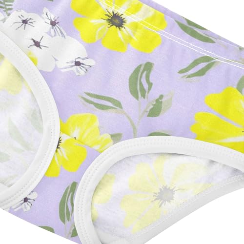 Cotton Toddler Underwear Floral White Yellow Flowers Violet Little Girl Panties Durable Underpants Briefs 2t4