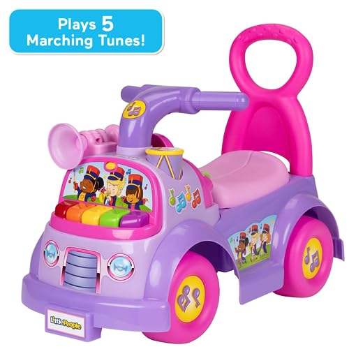 Little People Fisher-Price Music Parade Purple Ride-On, Plays 5 Marching Tunes & Other Sounds! Perfect for Toddler Boys & Girls Ages 1, 2, & 3 Years Old - Helps Foster Motor Skills