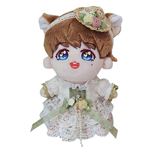 niannyyhouse 15cm綿人形服 ぬいぐるみ 用 帽子 えんどう色 花柄ドレス カントリースタイル  着せ替え