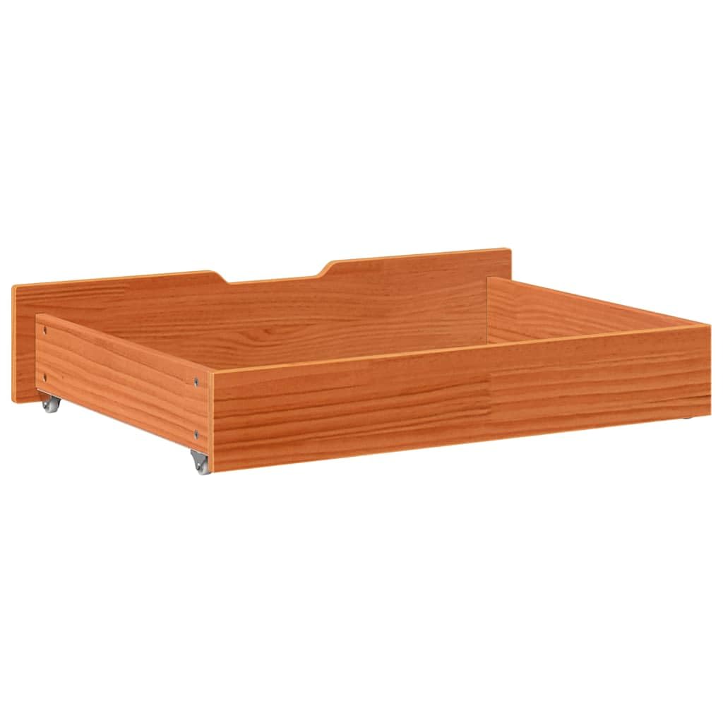 Genérico Cajones Debajo Cama con Ruedas 2 uds Madera Maciza Pino marrón,Productos del hogar,Organización y Almacenamiento,Cajones de almacenaje doméstico,850928