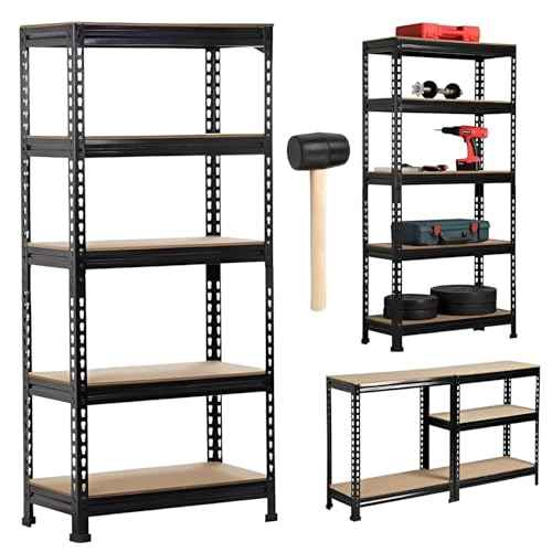Image of ARLAVYA | 1 Year Warranty | 5 Tier Heavy Duty Boltless Storage Rack (60x24x12 inches) Adjustable Metal Shelving Unit,100kg Load Capacity per Shelf, Multipurpose Storage for Home, Office (Black,DIY)