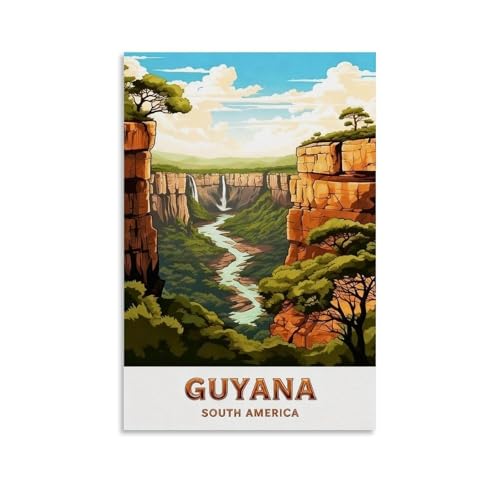 Generic - Poster de voyage vintage Guyane Amérique du Sud - Décoration murale - 20 x 30 cm
