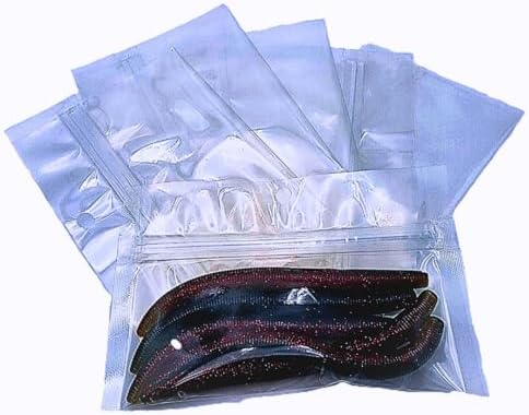 100 Pack 4"H x 6"W Outer Dimensions | Clear Fishing Lure Odor-Proof Barrier Reclosable Heat Sealable, Color: Clear | Fishing Bait | Leak Proof | Waterproof | Soft Bait Storage | Fishing Tackle Pouch