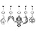 Sun Hamsa Belly Button Rings 5 Pack Dangle Set Crystal Clear Belly Bar Lot