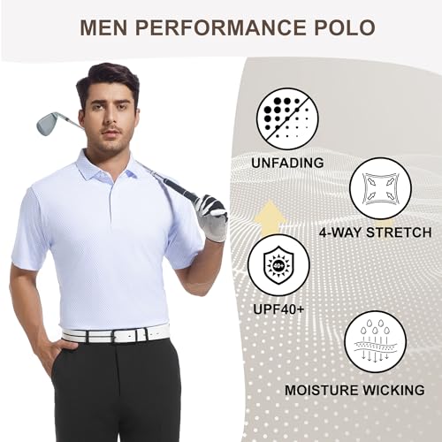 Image of Damipow Premium Golf Shirts for Men Dry Fit Performance Polo Short Sleeve Collared Shirt