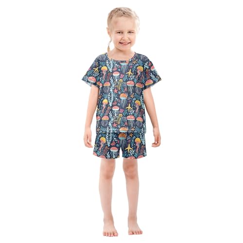 Colorful Jellyfish Pajama Set Pajamas Sleepwear Nightwear Loungewear Clothes Set B0404910