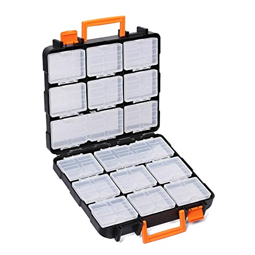 Image of Mayouko 16 Compartments Detachable Toolbox Organizer,Hardware Organizer Box with Removable Sections,Carrying Storage Case for Patts,Screws,Bolts,Nuts,Toys