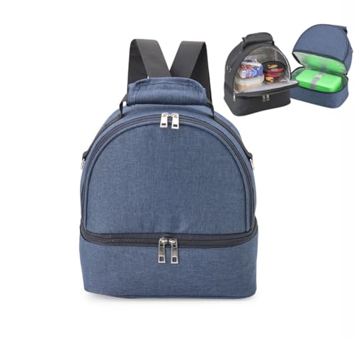 Mochila Térmica Bolsa Termica 7 Litros Dupla Marmita Fitness Camping Academia (AZUL)