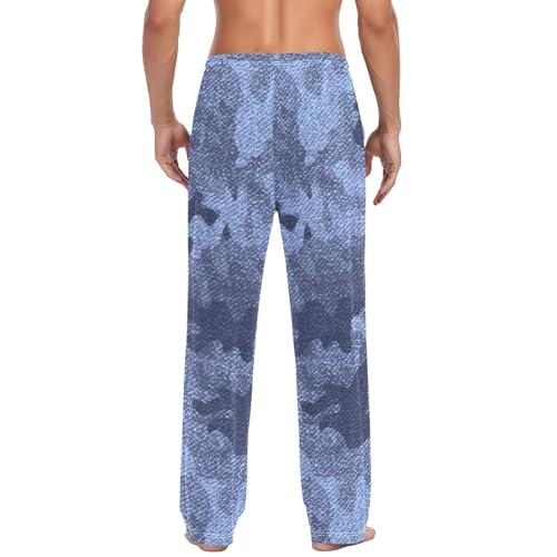 ALAZA Abstract Blue Camo Camouflage Men's Pajama Pants Men Cotton Pajama Bottoms with Pockets, S3