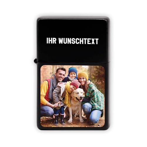 LAUBLUST Metall Benzinfeuerzeug mit Foto für Ihn - Personalisiertes Feuerzeug für Männer - Farbfoto Motiv, Schwarz | Herren Personalisierte...