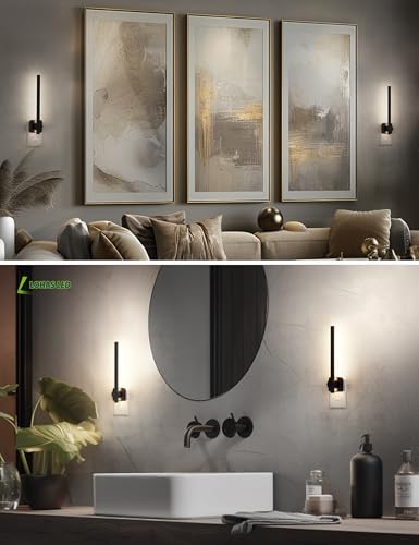 Image of L LOHAS LED Night Light, Dimmable Night Lights Plug into Wall 0-200LM | Dusk to Dawn Sensor, 2W Bathroom Night Lights, Daylight 5000K, Modern Black Plug in Nightlight for Mirror Restroom, 1Pack
