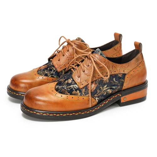 Mocassins brogues femme cuir anti fatigue à talon bas