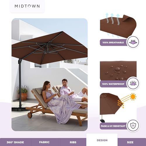Image of Midtown Umbrellas Grande Square - 9 x 9 Ft Cantilever Umbrella