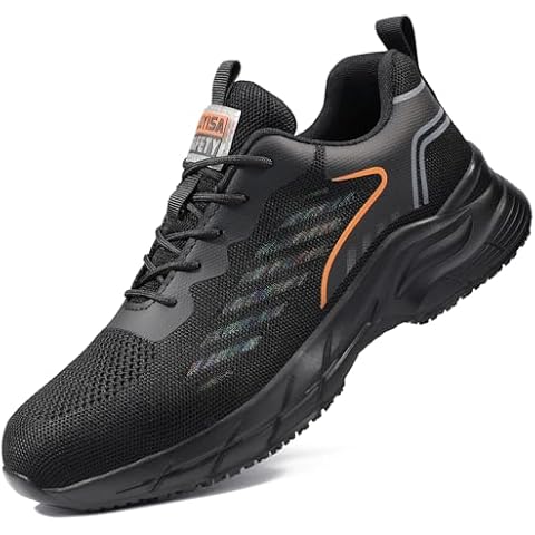WOWSTICK Non Slip Work Shoes for Men Waterproof Breathable Food Service Kitchen Restaurant Chef Walking Sneakers, 003 Black 42 Cover