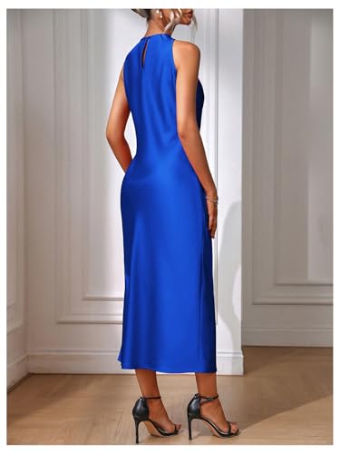 Image of Floerns Women's Elegant Sleeveless Crew Neck Maxi Dress Slit Cocktail Tank Dress