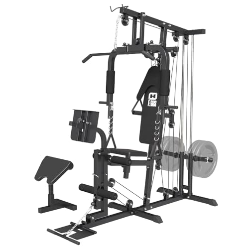 FAGUS-H-Home-Gym-Workout-Station-Multifunctional-Home-Gym-System-with-Leg-ExtensionLeg-PressPreacher-Curl-and-Full-Body-Exercise-Attachments-Adjustable-Plate-Loaded-Strength-Training-Machine