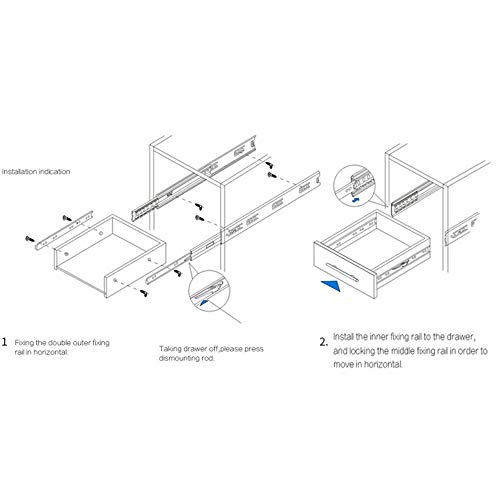 1 Paio (2) Pesanti Guide per Cassetti,Tre Stadi