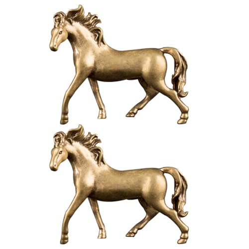 Estatuas de caballo de latón Feng Shui 2 piezas miniatura 1