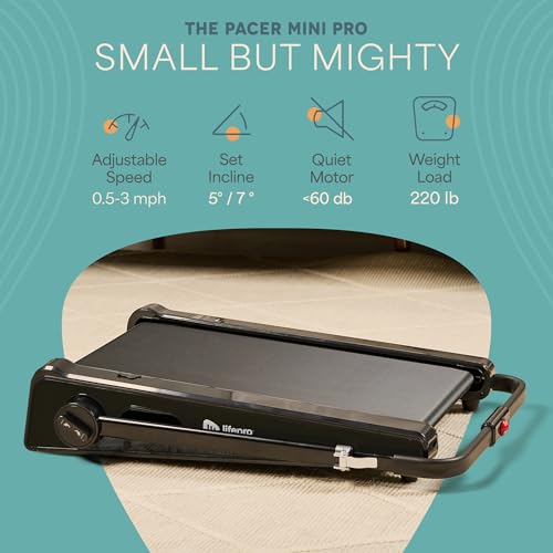 Image of Lifepro Smallest Portable 30in Small Mini Walking Pad Treadmill Installation Free, Adjustable Incline, Under Desk Work Compact Treadmills for Home /Office - Max Load 220Lbs & Speed 3MPH