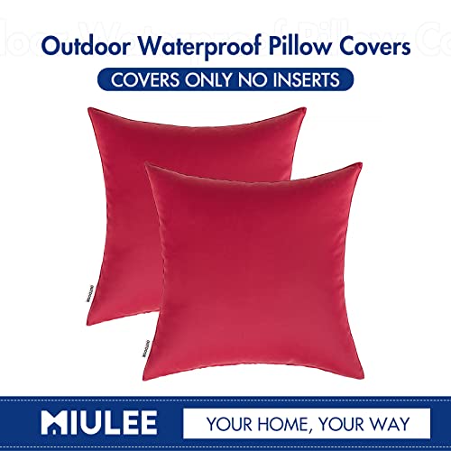 Miulee Pack Of 2 Decorative Outdoor Waterproof Pillow Covers Square Garden Cushion Sham Throw Pillowcase Shell For Patio Tent Couch 18X18 Inch Red #TOP5