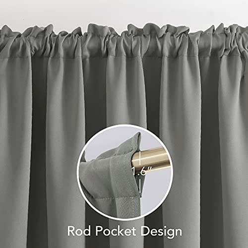 Image of Deconovo Blackout Curtains Set of 2, 8 Feet Long, Black Curtains for Bedroom, Thermal Insulated Window Curtains for Living Room - 52W x 96L Inch,Light Grey Eyelet