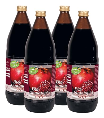 KOPP Vital Bio-Granatapfelsaft | Direktsaft | Karton mit 4 x 1 Liter | Bio-Qualität | Enthält von Natur aus Zucker | Premium Granatapfelsaft