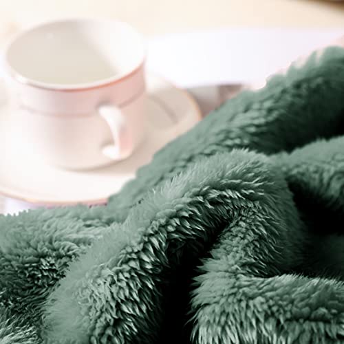 Whale Flotilla Plush Faux Fur Throw Blanket For All Seasons, Super Soft Breathable Fluffy Fleece Blanket For Couch/Sofa/Camping/Travel, Extra Large And Lightweight, 50X70 Inch, Grey Green #TOP5