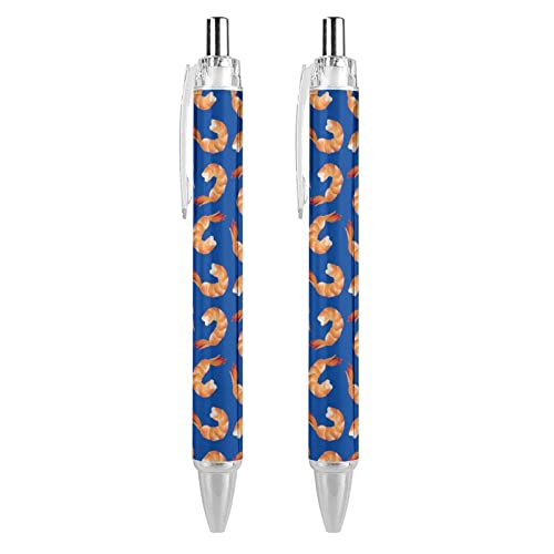 Lrtyuasq Bolígrafo retráctil con patrón de camarones, tinta negra, regalos para estudiantes, suministros de papelería de oficina
