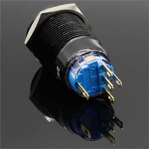 Bouton-poussoir momentané métal noir 19mm commande électrique 24V