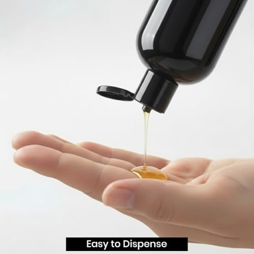 Image of 500ml Black Empty PET /Plastic Round Bottles With Black Flip Top Cap and For Hair Oil,Massage Oil, Lotions, Shampoo | Refillable | Reusable-Pack of 12