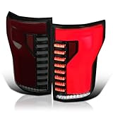 Spec-D Tuning Black Smoke Lightning Style LED Tail Lights w/Red LED Sequential Turn Signal and Startup Animation Compatible with 2015-2017 Ford F150, Left + Right Pair Assembly