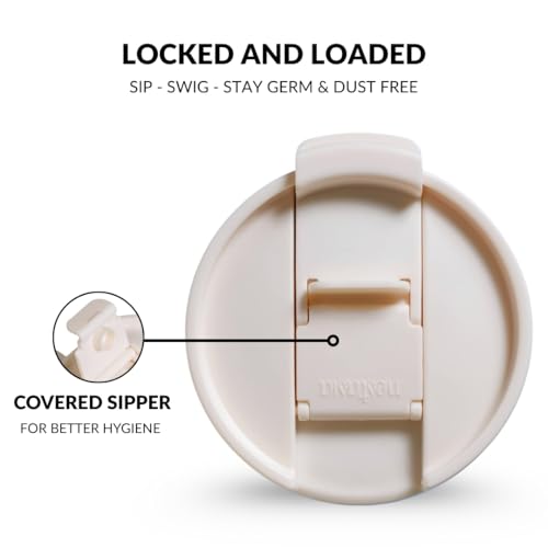 Image of Nestasia GripSip40 Tumbler with Straw & Side Handle 1.2L | Insulated Stainless Steel Sipper Water Bottle for Adults with Dual Flip Opening Sip-Swig Leakproof Lid for Office & Gym (Pearl White)