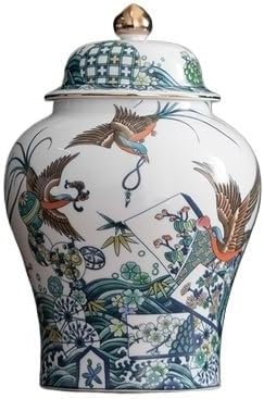 SONGCHAO Sugar Jar Flower and Bird Ceramic Storage Cans Sealed Tea Cans Exquisite General Cans Flower Arrangement Vase Home Candy Nuts Storage Box Tea Canister (Color : Large)