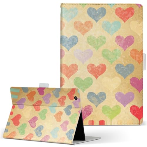 LAVIE Tab T8 T0855/KAS�ETAB08/H05 8.7�C���` �Ή� �蒠�^�^�u���b�g�P�[�X PU���U�[ �X�^���h�@�\ �J�[�h���[ ���ړ\��t���� �n�[�g �J���t�� �͗l ���g�� 008059