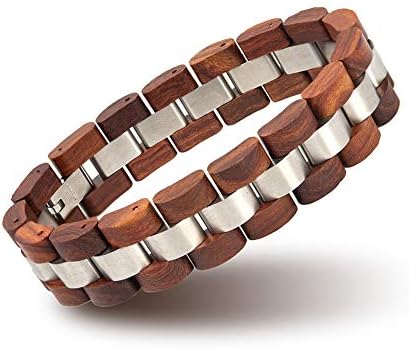 bobobird BOBO BIRD Mens Wooden Bracelet Stylish Wood & Stainless Steel Combined Wooden Bangle Jewelry Great Gift for Men (S05-2)
