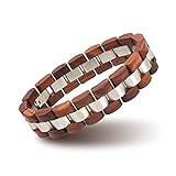 BOBO BIRD Mens Wooden Bracelet Stylish Wood & Stainless Steel Combined Wooden Bangle Jewelry Great Gift for Men (S05-2)
