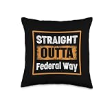 Straight Outta Federal Way Washington USA Retro Vintage Throw Pillow