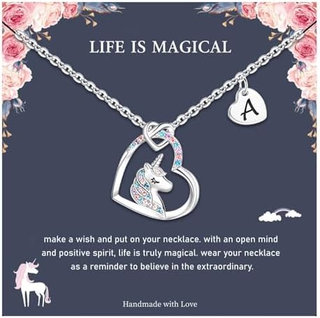 Hidepoo Unicorn Necklace Gifts, 14K Gold/White Gold/Rose Plated C...